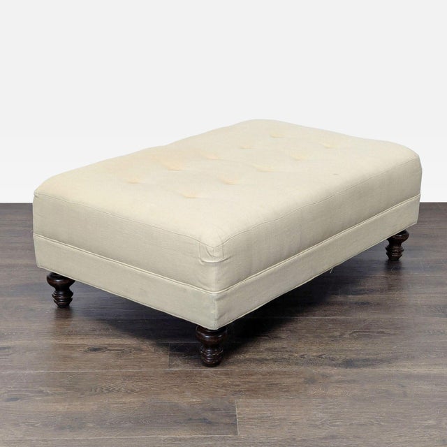 Traditional Pottery Barn Mitchell Gold + Bob Williams Tufted Ottoman/Coffee Table For Sale - Image 3 of 7