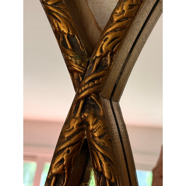 Glass Vintage Hollywood Regency Triple Oval Gilt Mirror With Mercury Glass, Dated 1965 For Sale - Image 7 of 12