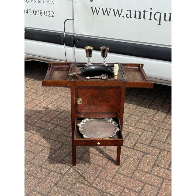 Georgian Mahogany Wine Cooler with Ice Bucket, Tray, Goblets, Corkscrew and Tongs, Set of 5 For Sale - Image 3 of 18