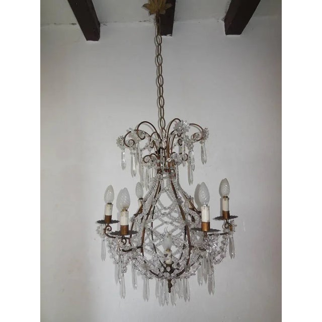 French Beaded Balloon Crystal Chandelier, Circa 1940 For Sale - Image 11 of 11