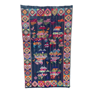 Framed Vintage Guatemalan Maya Narrative Embroidered Textile Folk Art
