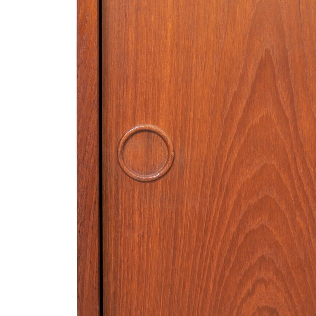 1960s Pair of Danish Modern Slim Teak Sideboard Cabinets Attributed Kai Kristiansen For Sale - Image 14 of 14
