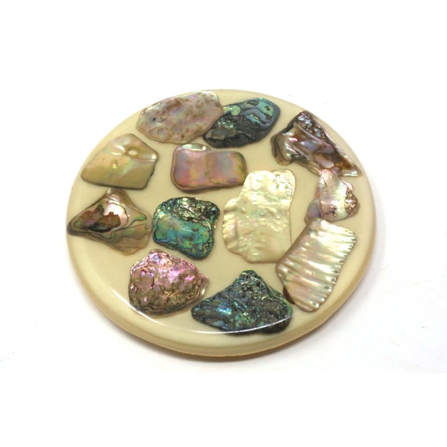 Hollywood Regency 1970's Abalone Shell Trivet For Sale - Image 3 of 6