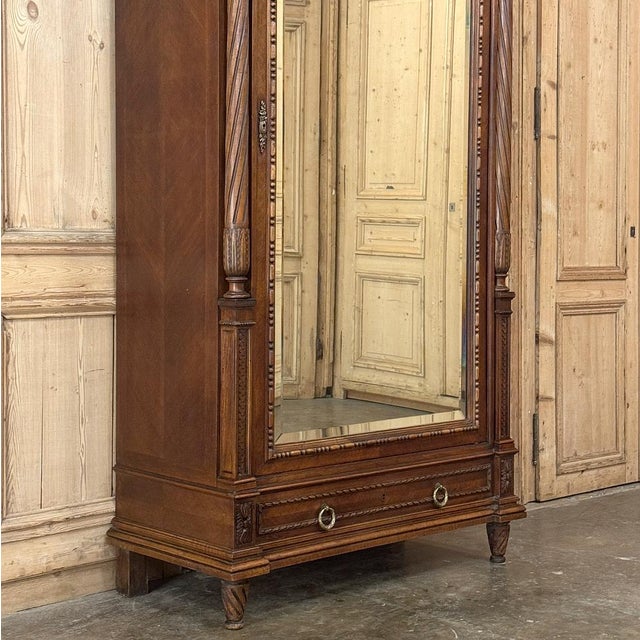 19th Century French Louis XVI Walnut Armoire For Sale - Image 4 of 18