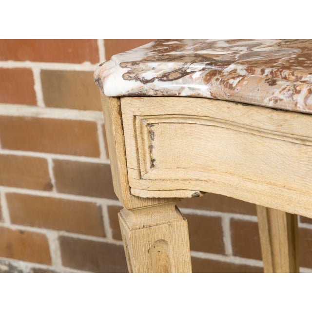 Neoclassical Italian Neoclassical 19th Century Bleached Oak Console Table with Red Marble Top For Sale - Image 3 of 11