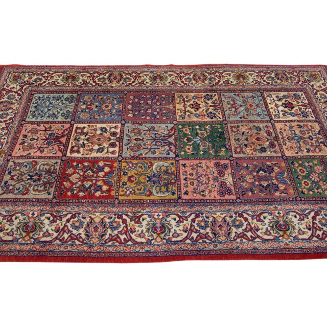 1920s 1920s Multicolor Handmade Antique Bakhtiari Persian Wool Rug With Allover Motif For Sale - Image 5 of 7