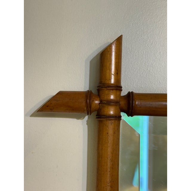 Chinoiserie Antique Faux Bamboo Mirror For Sale - Image 3 of 8