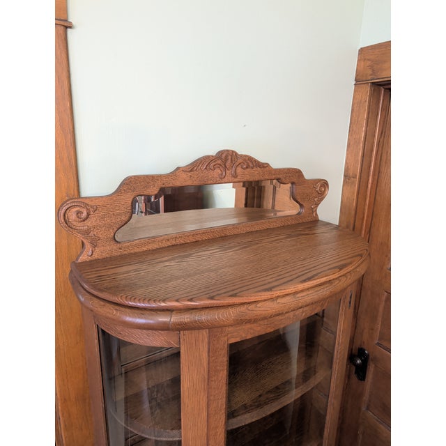 Antique Curved Glass Curio Cabinet For Sale - Image 11 of 11