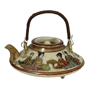 Miniature Japanese Meiji Period Satsuma Tripod Teapot and Cover