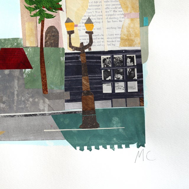 Contemporary Hollywood Boulevard - Original Los Angeles Cityscape Mixed Media and Collage Painting on Paper by Maria C Bernhardsson For Sale - Image 3 of 6