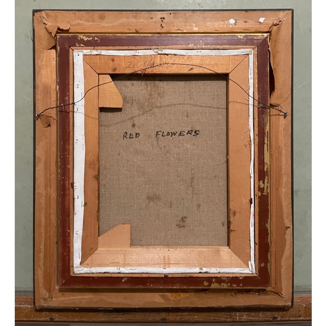 Early 20th Century Zvi Mairovich, Polish Israeli Abstract Flowers Tel Aviv Modernist Vibrant Floral Oil Painting For Sale - Image 5 of 6