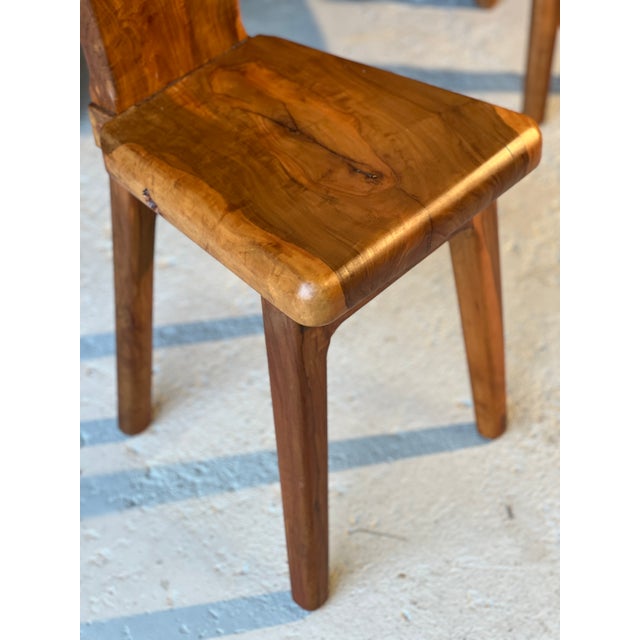 French Sculptural Olive Wood High-Back Chairs in the style of Alexandre Noll, 1960s, Set of 6 For Sale - Image 12 of 15