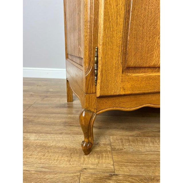 Vintage French Louis XVI Oak Four Door Carved Armoire For Sale - Image 9 of 12