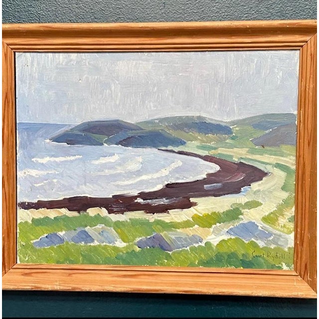 Curt Rydell, Coastal Landscape, 1950s, Oil Painting on Panel, Framed For Sale - Image 9 of 18
