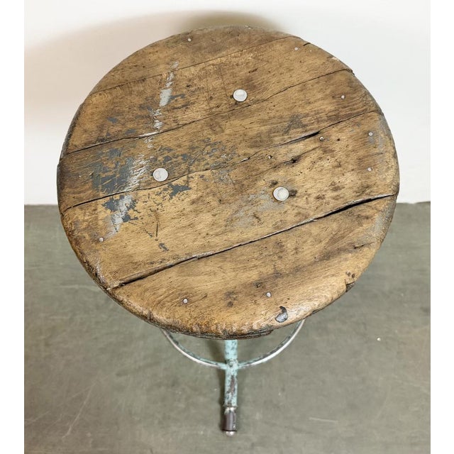 Industrial Green Workshop Stool, 1960s For Sale - Image 12 of 18