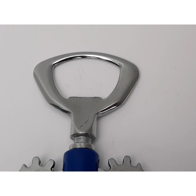 Vintage Blue Silver Italian Corkscrew Bottle Opener For Sale - Image 9 of 11