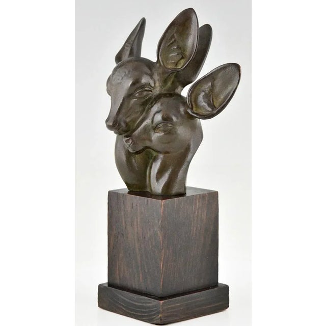 G.H. Laurent, Art Deco Bust of Two Deer, 1930, Bronze For Sale - Image 3 of 11