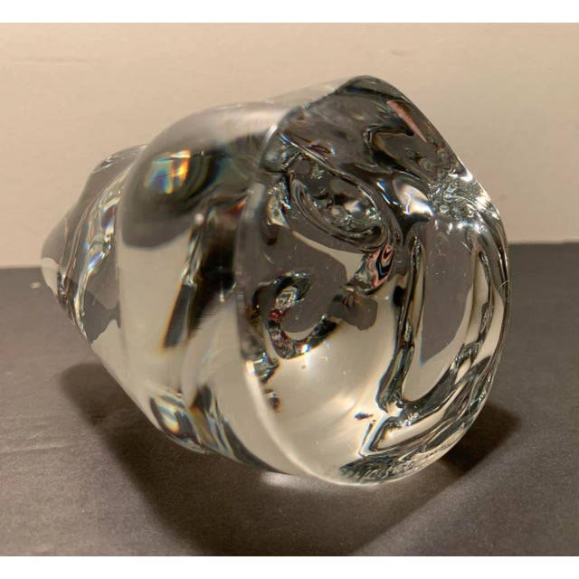 Glass Mid-Century Orrefors Sweden Crystal Owl Paper Weight For Sale - Image 7 of 8
