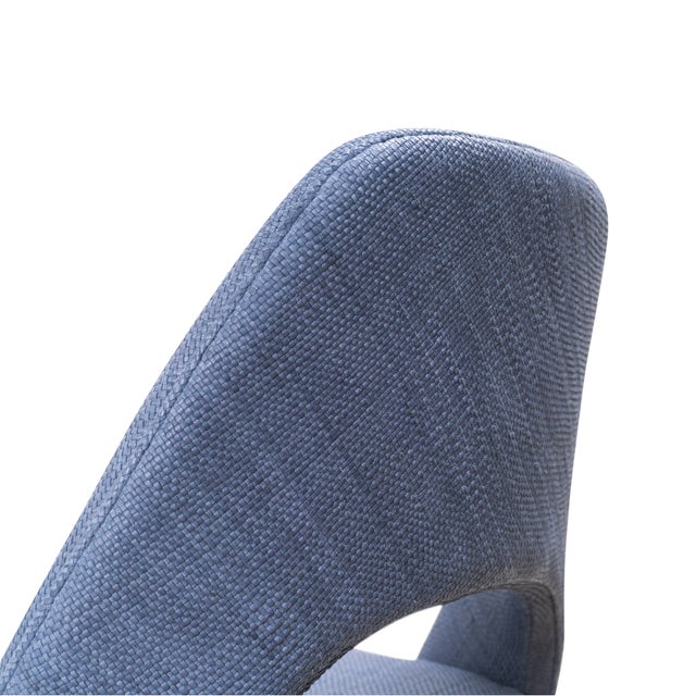 Ink Blue Saarinen Executive Armless Chair in Ocean Blue Woven Leather Swivel Base by Eero Saarinen for Knoll For Sale - Image 8 of 9