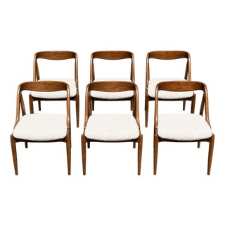 Walnut Mid Century Style Dining Chairs - 6 For Sale