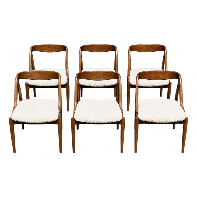 Walnut Mid Century Style Dining Chairs - 6 For Sale