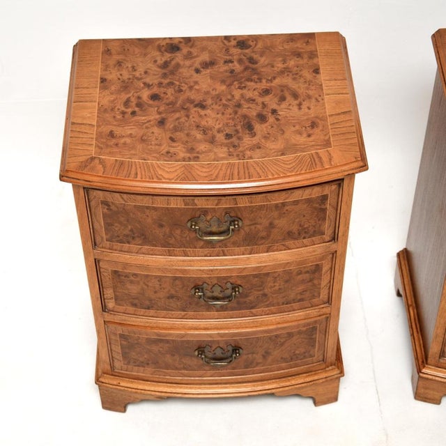 Antique Burr Elm Bedside Chests, 1950s, Set of 2 For Sale - Image 6 of 11