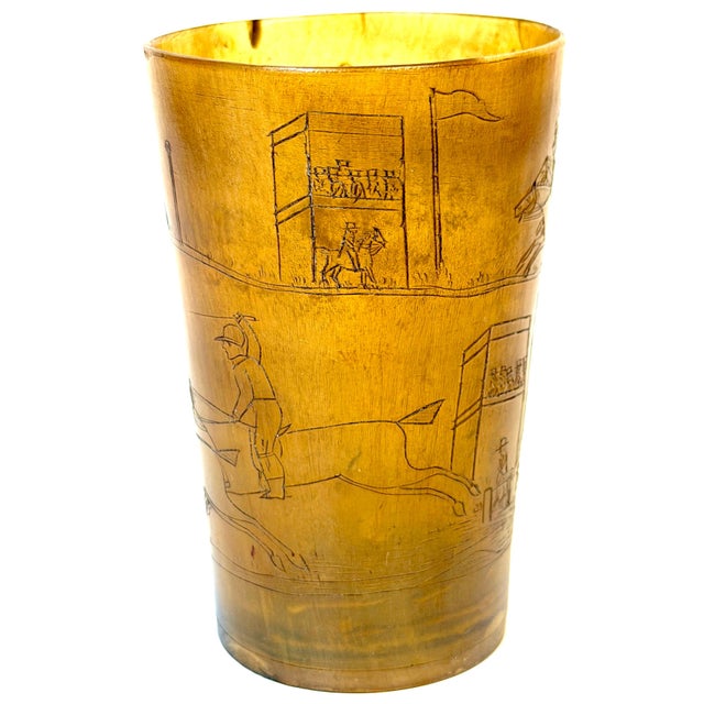 English Georgian Sporting Cow Horn Beaker, Continuous Steeplechase Race For Sale - Image 11 of 13