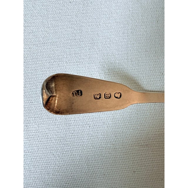 Metal Vintage Sterling Silver Salt Spoons, Monogrammed, a Pair For Sale - Image 7 of 8