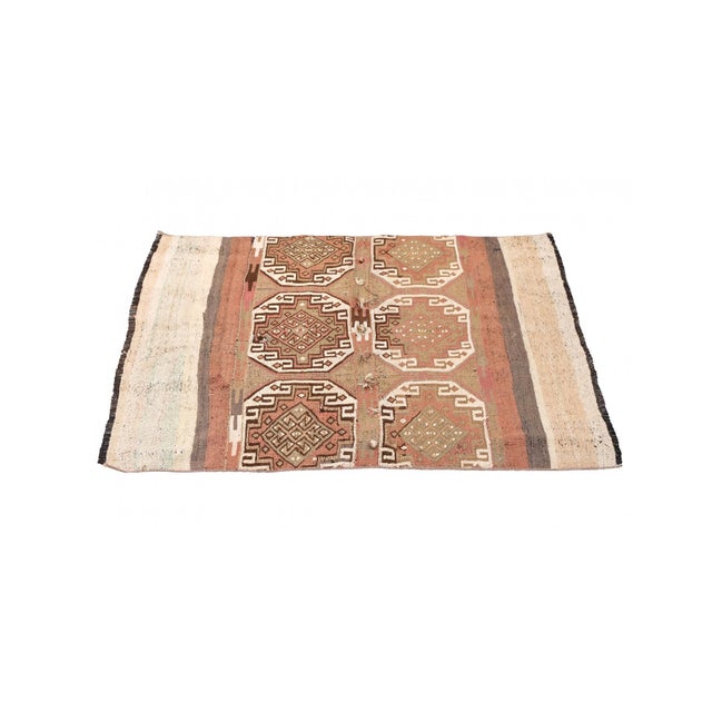 Mid-Century Modern Decorative Vintage Kilim Rug - 3`11″ X 4`2″ For Sale - Image 3 of 6