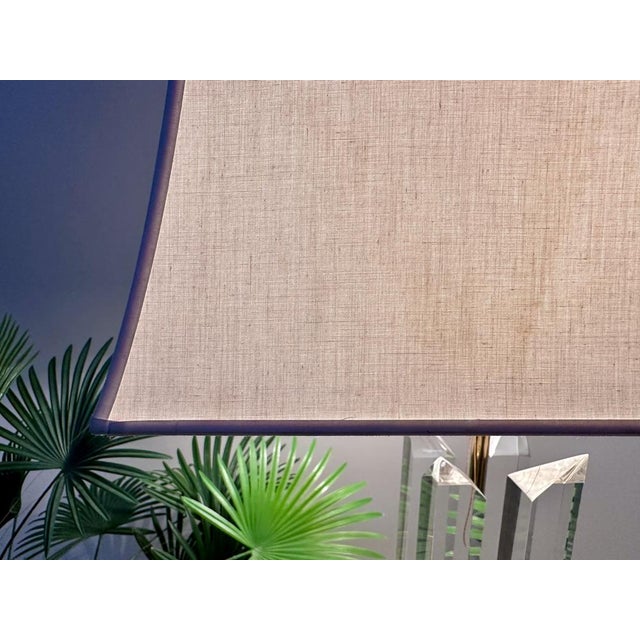 Large Italian Brass and Acrylic Glass Table Lamp with Integrated Light, 1970s For Sale - Image 4 of 15