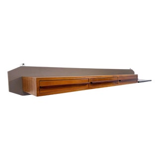 Mid-Century Modern Wooden Suspended Console in Teak, Italy, 1960s For Sale