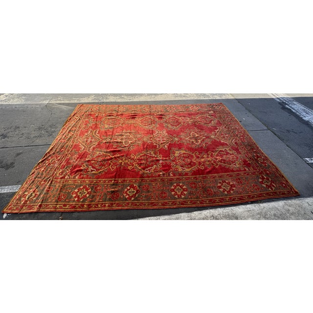 Turkish 9ft 2in X 14ft 2in Turkish Oushak Antique Area Rug For Sale - Image 3 of 11