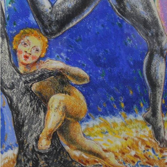 Wood Andrés Barajas, Figures, 1990s, Oil Pastel on Paper For Sale - Image 7 of 8