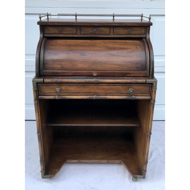 Vintage Faux Bamboo Petite Roll Top Secretary Desk Chairish
