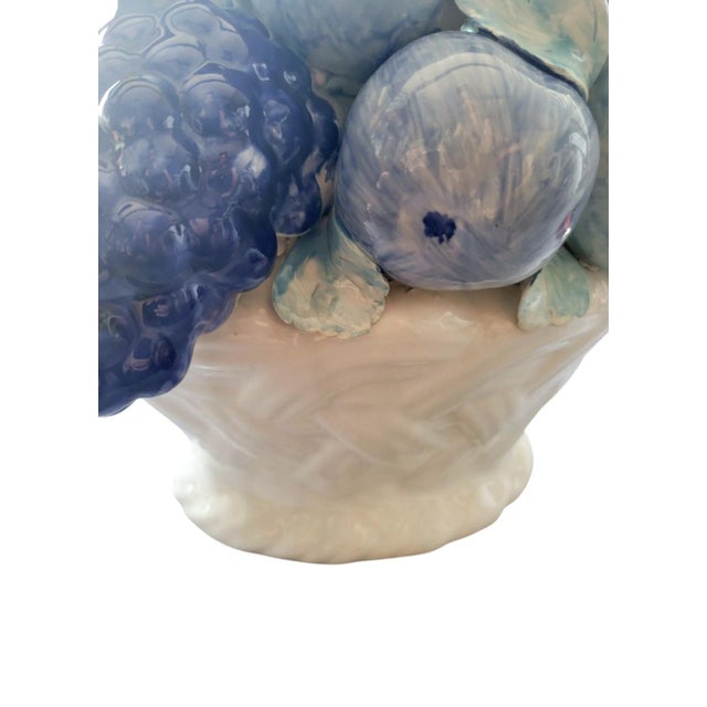 A gorgeous ceramic Italian blue and white basket fruit bowl room decor. This is a nice large, very heavy piece with...