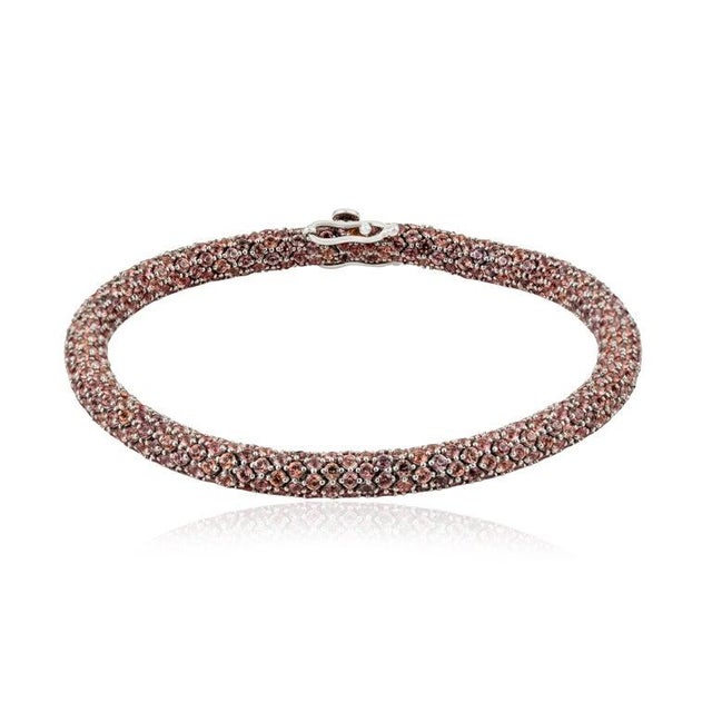 Golden Orange Sapphire Rope Bracelet in 925 Silver For Sale - Image 11 of 13