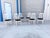 Mid-Century Modern 1990s Mid-Century White Slatted Dining Chairs With Black Vinyl Seats - Set of 6 For Sale - Image 3 of 14