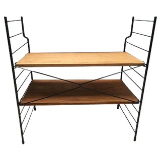 Small Loft Style Library Bookcase Metal and Wood For Sale