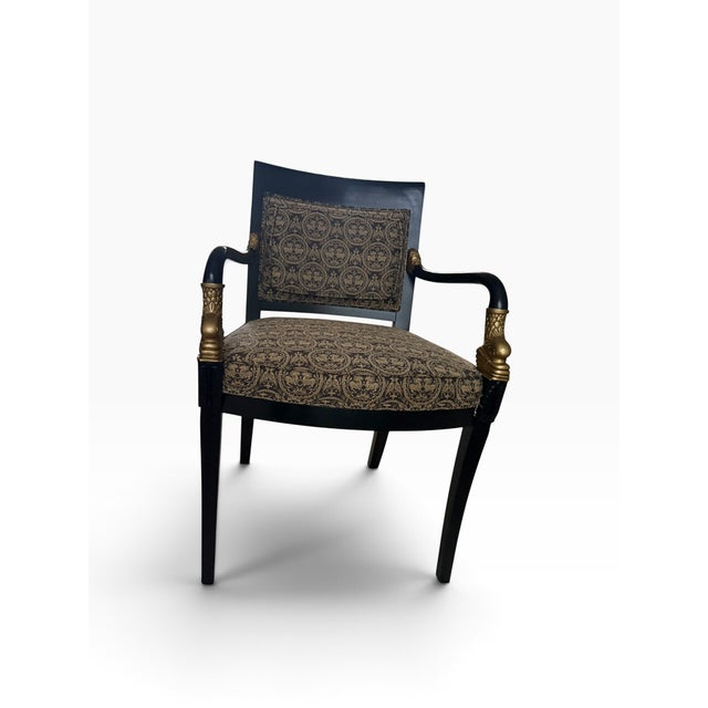 2000 - 2009 Pair of Elegant Black & Gold Accent Chairs, Vintage – Traditional Style For Sale - Image 5 of 6