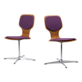 Mid-Century Mahogany Pagholz and Chrome Swivel Dining Chairs from Tacke Sitzmöbel, Germany, 1960s, Set of 2 For Sale