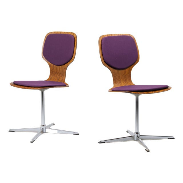 Mid-Century Mahogany Pagholz and Chrome Swivel Dining Chairs from Tacke Sitzmöbel, Germany, 1960s, Set of 2 For Sale