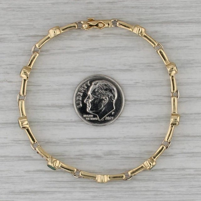 Metal 1.96ctw Emerald Diamond Bar Link Bracelet 18k Yellow Gold 6.5" For Sale - Image 7 of 7