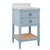 Matthew Izzo Home Cutler 24” Light Blue Two Drawer Single Porcelain Sink Vanity With Open Cane Shelf and Brass Hardware For Sale - Image 10 of 10