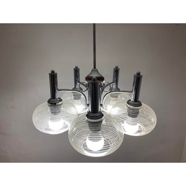 1980s Vintage Five-Light Sputnik Chandelier by Emi Poljčane, Former Yugoslavia, 1983 For Sale - Image 5 of 17