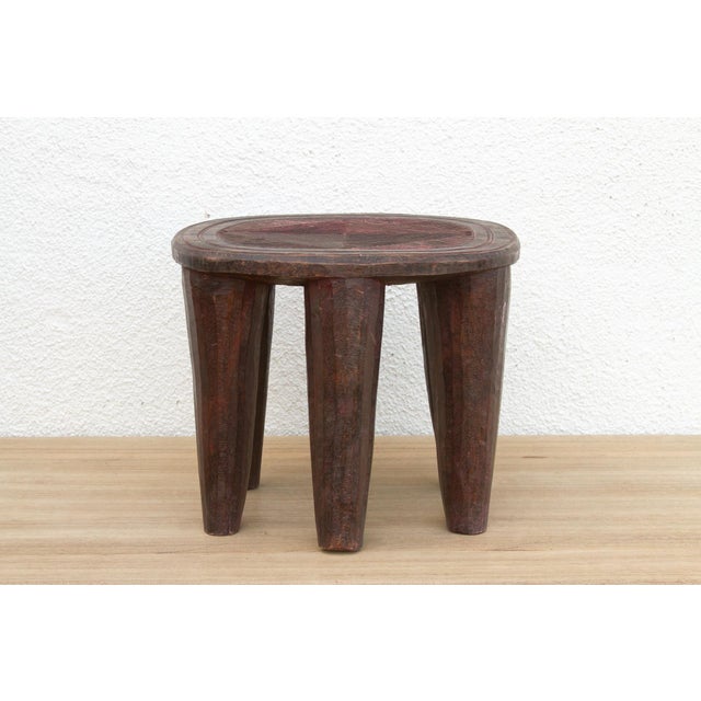 Wood Carved Diamond Top Nupe Stool For Sale - Image 7 of 8