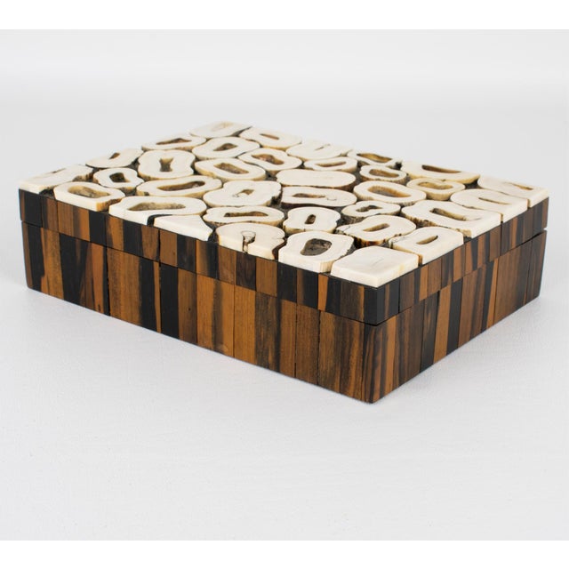 Art Deco French Art Deco Bone Marquetry and Macassar Wood Box For Sale - Image 3 of 11