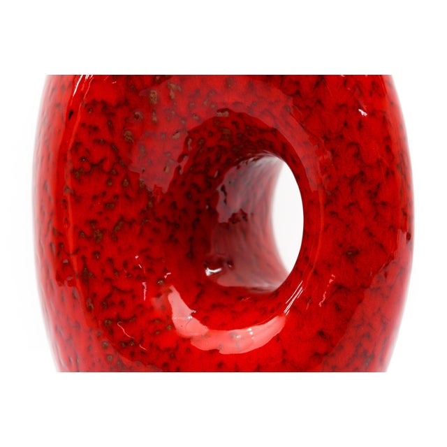 Red Vintage Red and White Fat Lava Vase, 1950s For Sale - Image 8 of 11