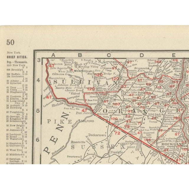 Antique Map of New York State by Rand McNally, 1899 For Sale - Image 6 of 12