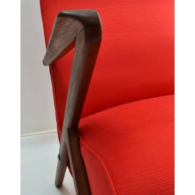 Red Red Italian Mahogany Lounge Chair, 1950s For Sale - Image 8 of 9