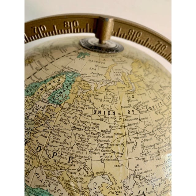 Mid 20th Century Vintage Cram’s Imperial World Globe on Wooden Stand For Sale - Image 5 of 6